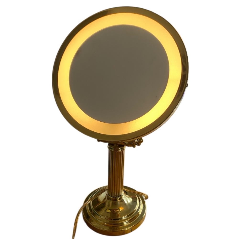 Vintage Brass adjustable lighted magnified mirror. Kimball & young